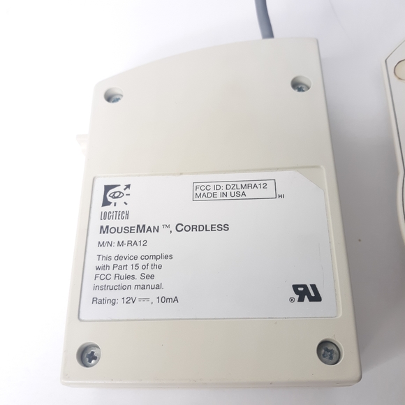 Rare 1990 Vintage Logitech Cordless Radio Mouse Mouseman w/ Receiver M-RA12No - Picture 3 of 13